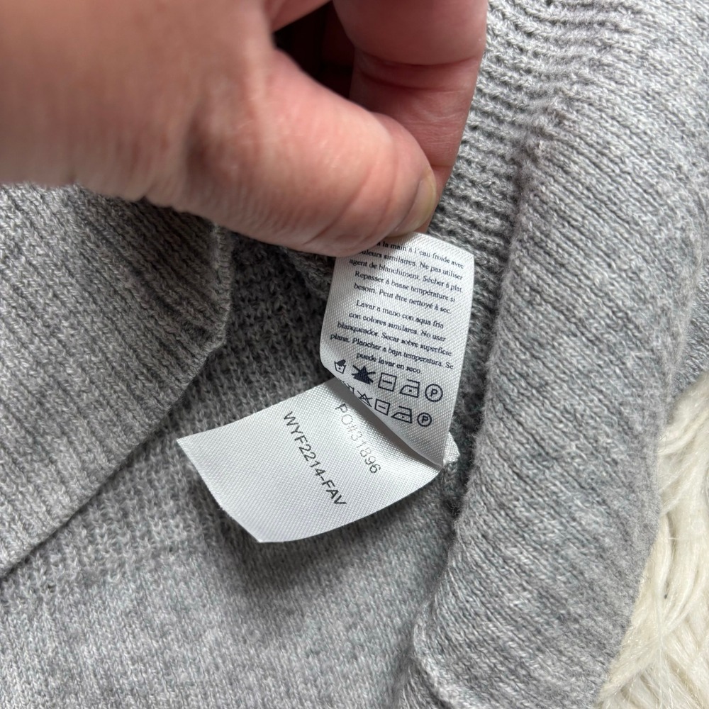 Faherty Women's M Throwback Sweater Gray Navy Varsity Preppy Sporty Tomboy - Picture 5 of 7